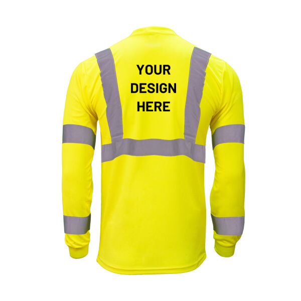 CUSTOM ANSI Class 3 Hi-Vis Long Sleeve Pocket T-Shirt Thumbnail